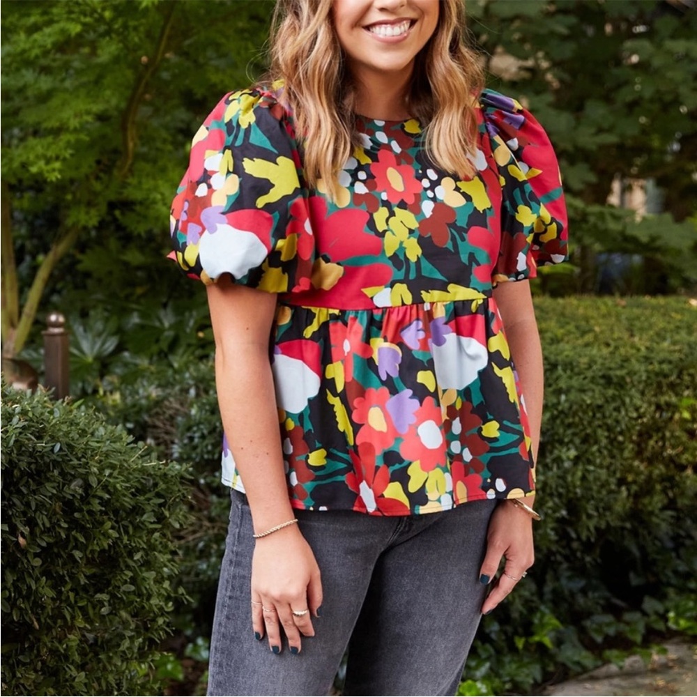 Crosby by Mollie Burch black floral peplum blouse-worn once